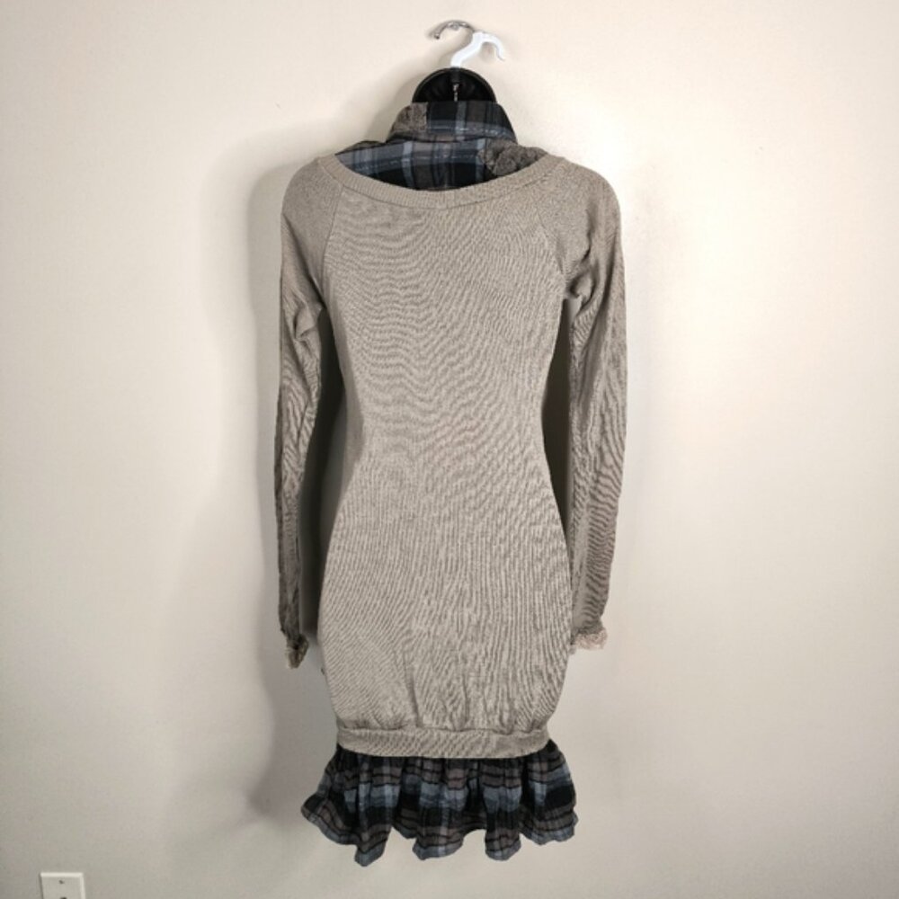 Luxuria Y2K Dark Academia Punk Lagenlook Patchwork Boho Wool Sweater Dress S - Picture 2 of 10